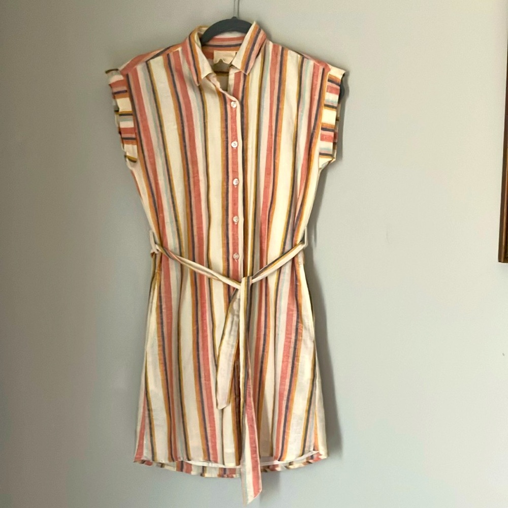 Harper Heritage multicolored stripe cotton button up shirt dress